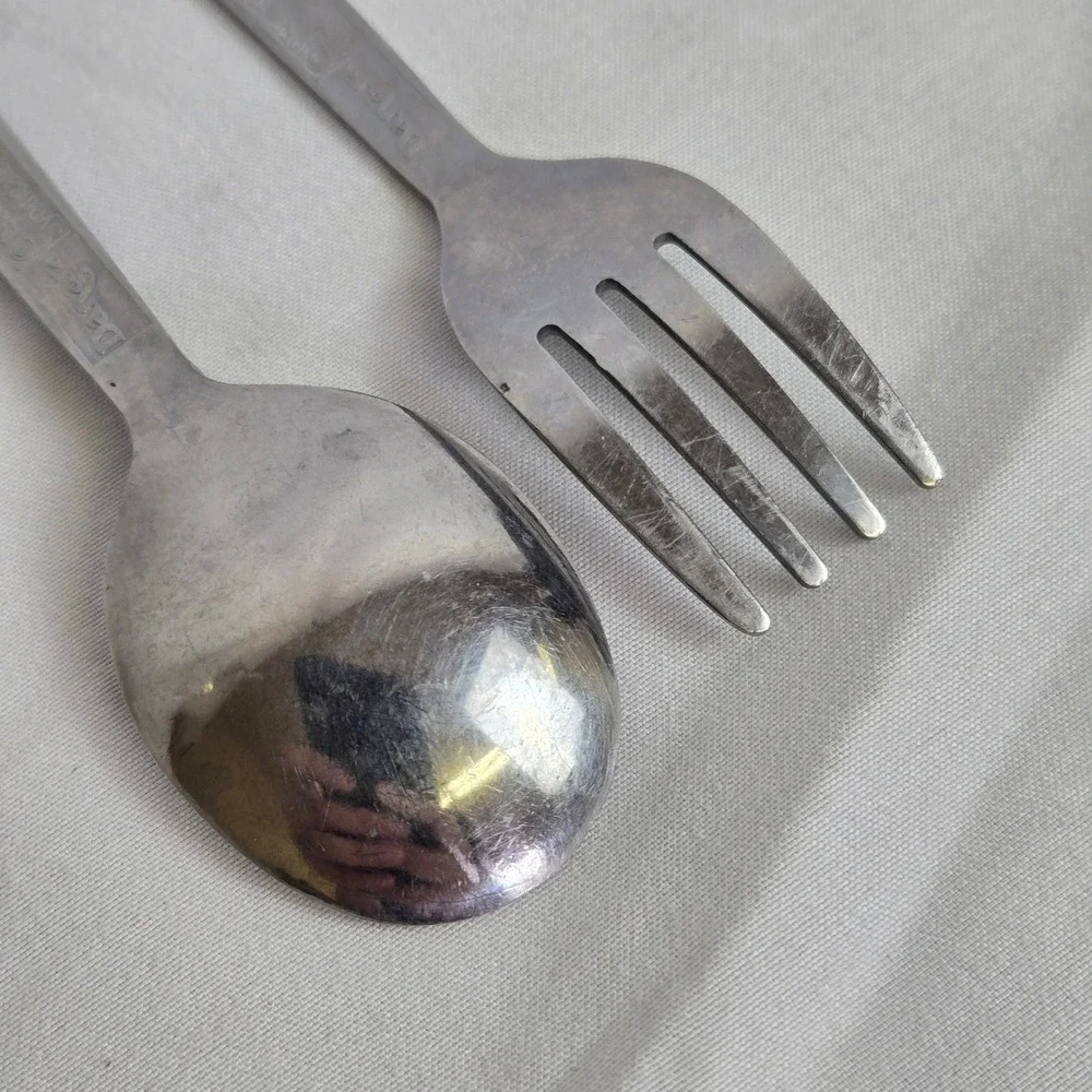 Danara‎ Peanuts Snoopy Child's Stainless Steel Utensil Set Spoon & Fork Vtg 60s